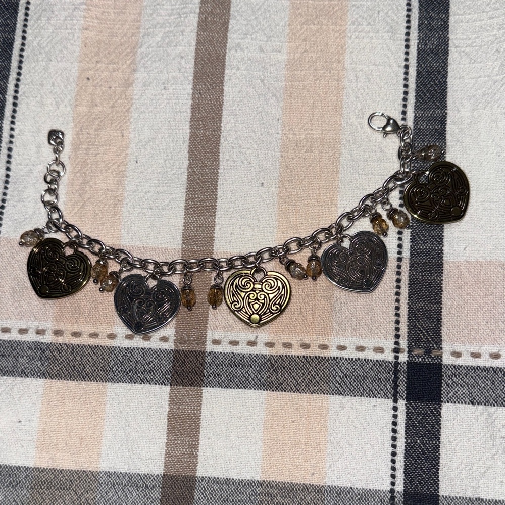 Vintage Rare Retired Brighton Heart and Crystal Charm Bracelet
